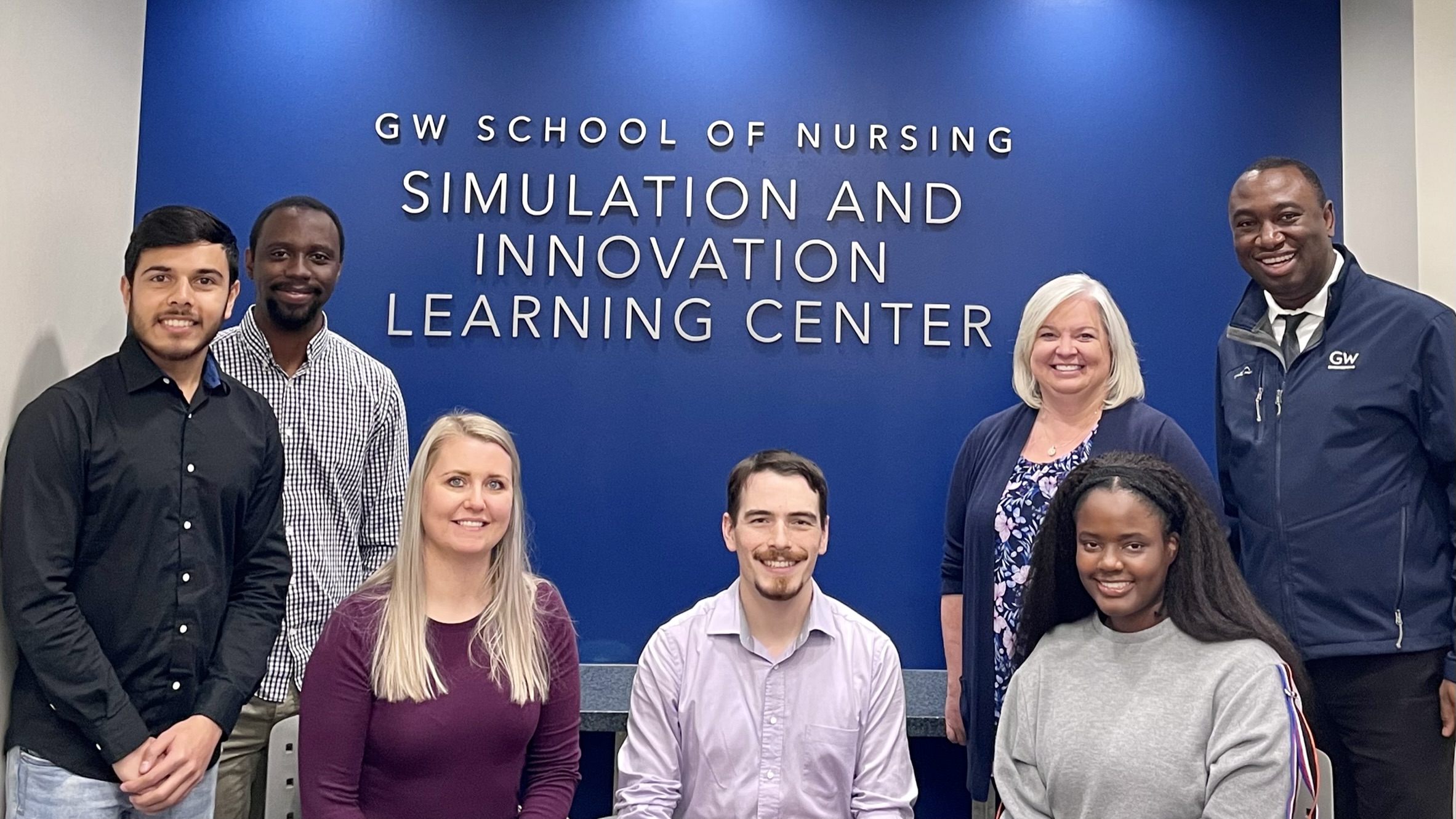 Opal HTM team members, L to R: engineering grad students Sanchit Vijay and Mobolaji Shobanke; nursing student Tabitha Northrup; Connor Roberts; SAIL Center Director Crystel Farina; nursing student Aissatou Thiam; Ekundayo Shittu. (Courtesy E. Shittu)