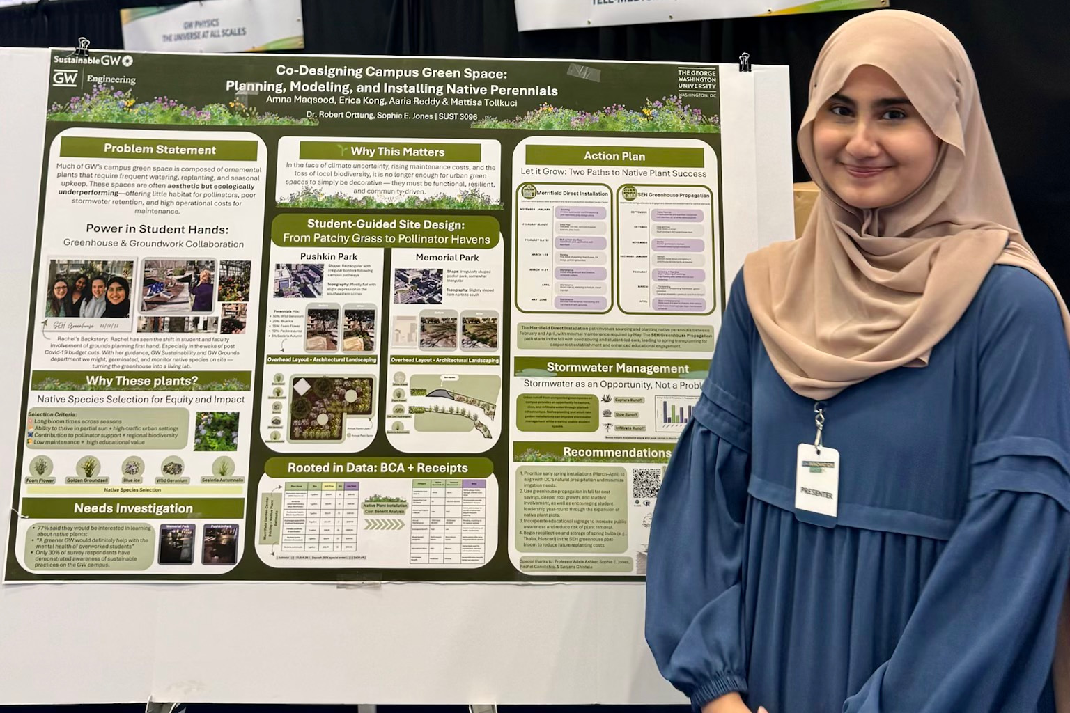 Systems engineering student Amna Maqsood presenting her research