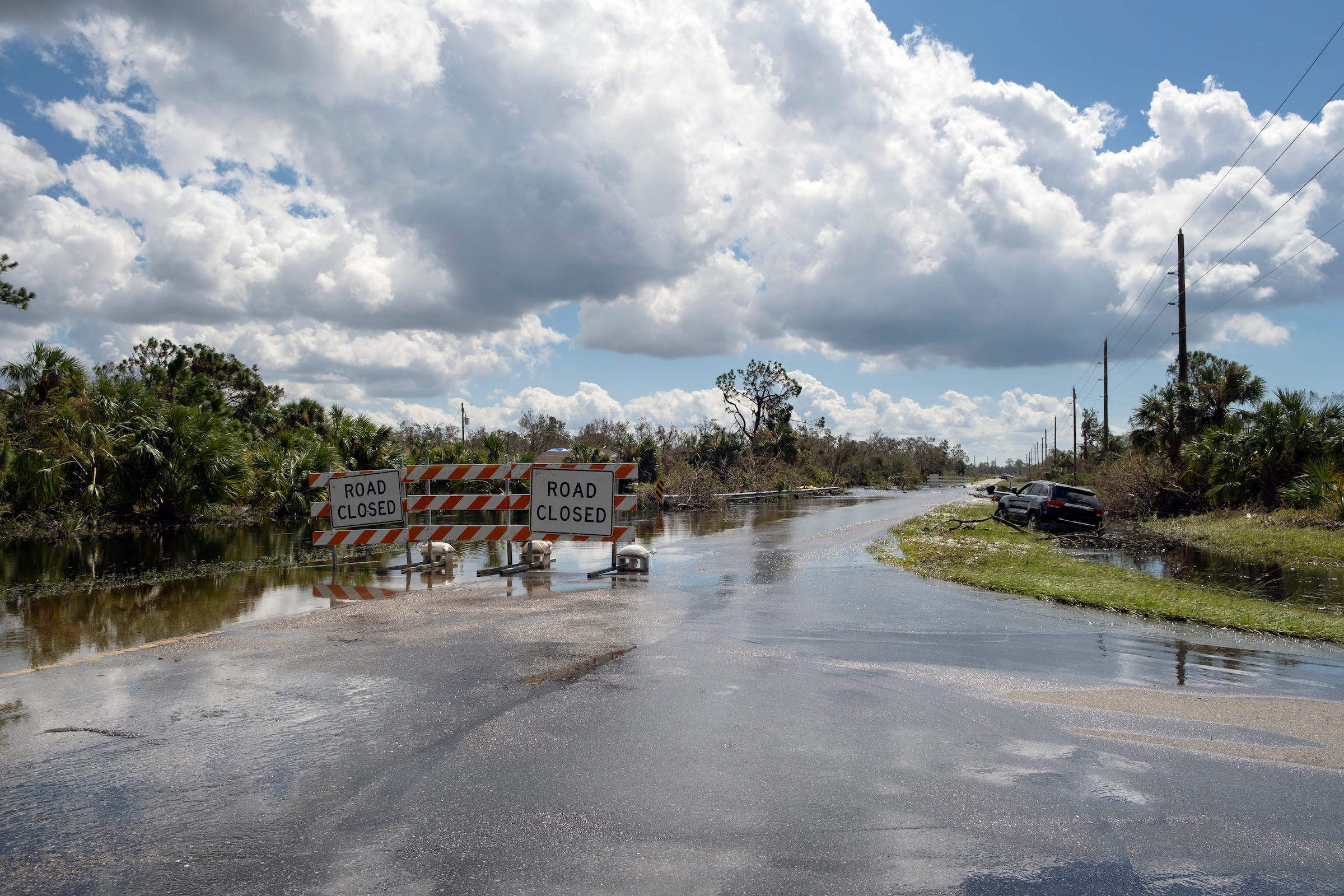 Stock photo of a road closed due to a disaster