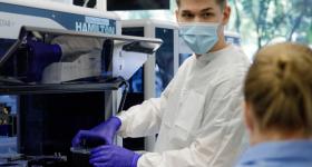 Student in lab working 