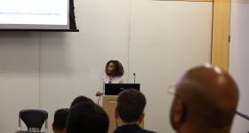 Graduate student Alaysha Shearn presenting