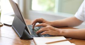 Woman using a computer