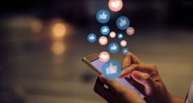 Woman using social media