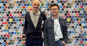 Professor Helveston and Pingfan Hu at posit::conf(2025)