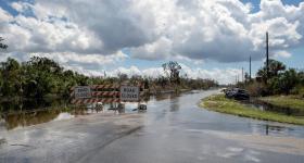 Stock photo of a road closed due to a disaster